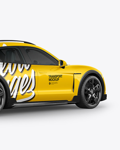 Electric Sport Car Mockup - Back Half Side View