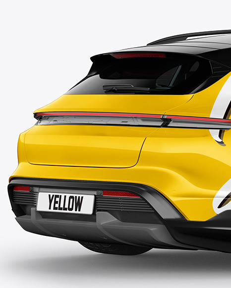 Electric Sport Car Mockup   Back Half Side View PSD #1