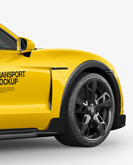 Electric Sport Car Mockup   Back Half Side View PSD #6