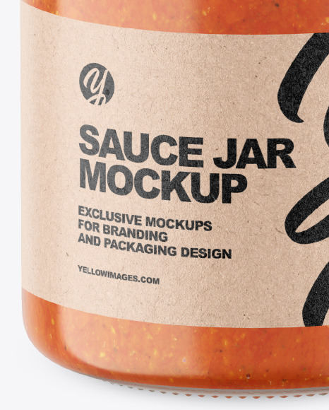 Clear Glass Jar w  Sauce Mockup PSD #6