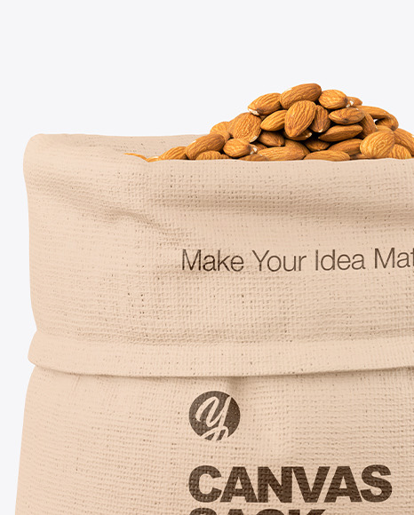 Canvas Sack with Almond Mockup PSD #1