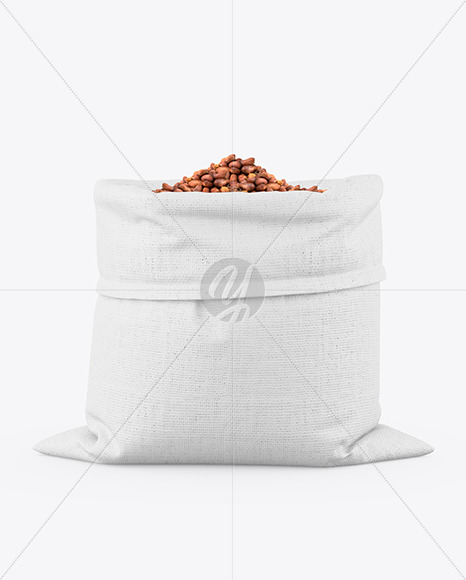 Free Canvas Sack with Roasted Peanuts Mockup PSD Mockups