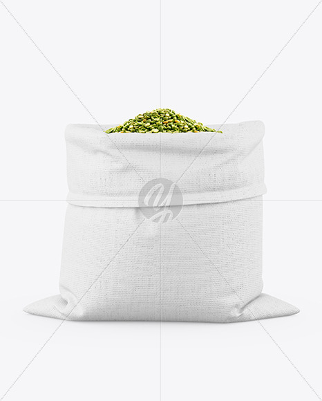 Free Canvas Sack with Dried Green Peas Mockup PSD Mockups