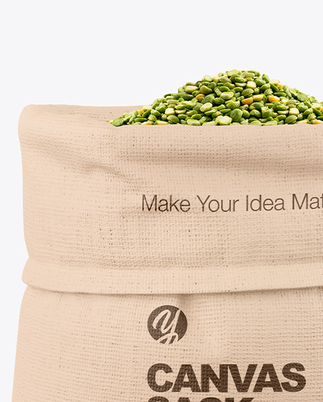 Canvas Sack with Dried Green Peas Mockup PSD #1