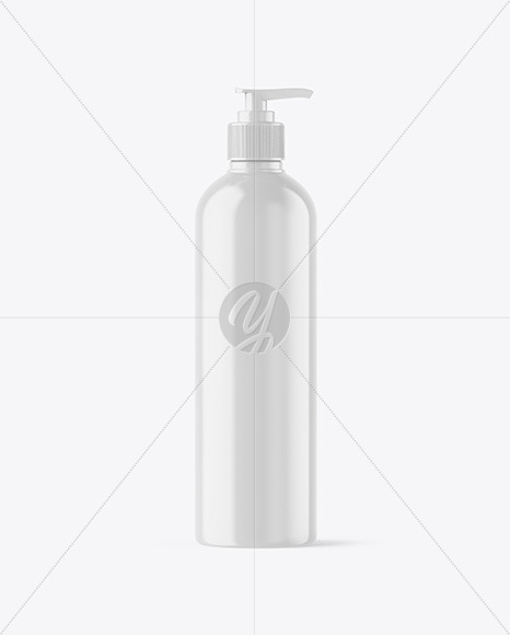 Free Glossy Cosmetic Bottle with Pump Mockup PSD Mockups