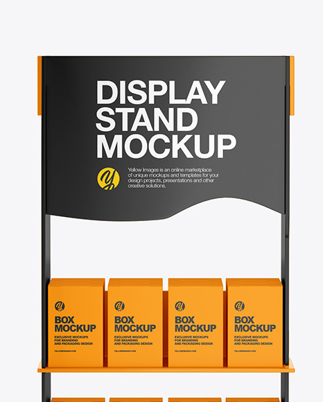 Glossy Display Stand w  Boxes Mockup PSD #1