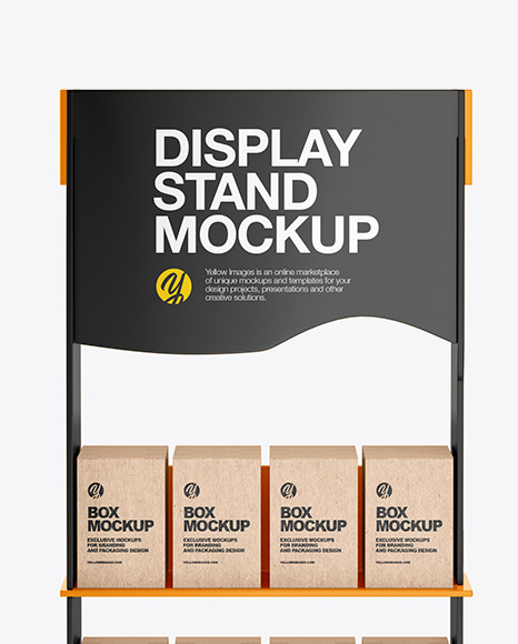 Glossy Display Stand w  Boxes Mockup PSD #6