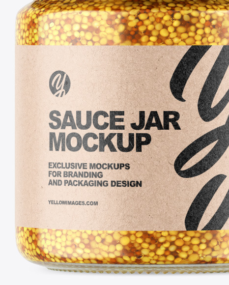 Clear Glass Jar w  Wholegrain Mustard Mockup PSD #6