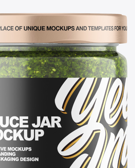 Clear Glass Jar w  Pesto Mockup PSD #2