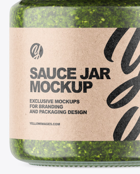 Clear Glass Jar w  Pesto Mockup PSD #6