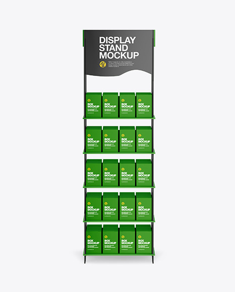 Matte Display Stand w/ Boxes Mockup