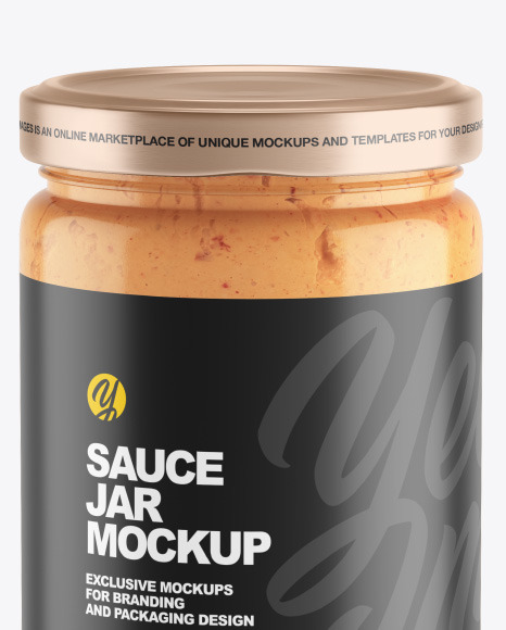 Clear Glass Jar w  Chilli Spread Mockup PSD #2