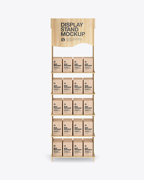 Wooden Display Stand w  Boxes Mockup PSD #2