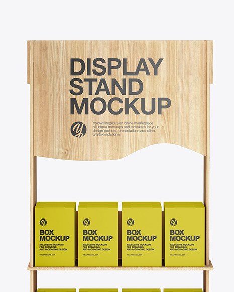 Wooden Display Stand w  Boxes Mockup PSD #1