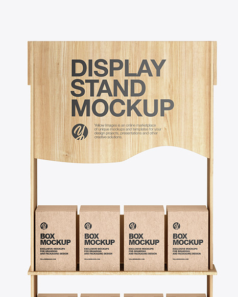 Wooden Display Stand w  Boxes Mockup PSD #6