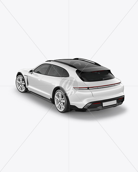 Free Electric Sport Car Mockup - Back Half Side View (High-Angle Shot) PSD Mockups