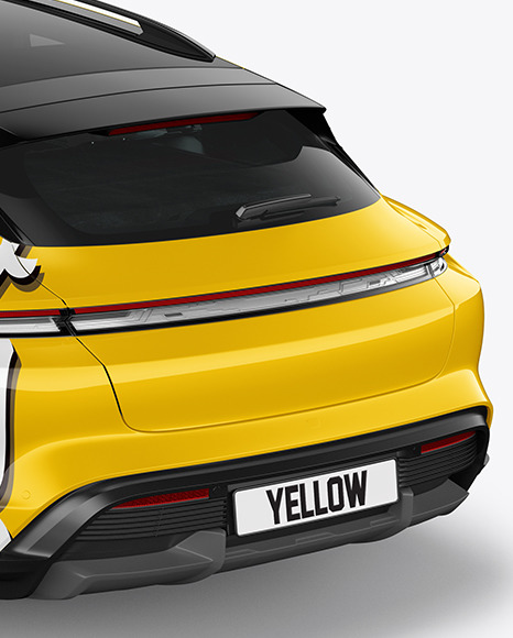 Electric Sport Car Mockup   Back Half Side View (High Angle Shot) PSD #1