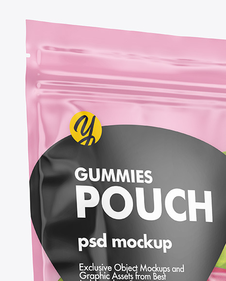 Clear Plastic Stand up Pouch w  Gummies Mockup PSD #1