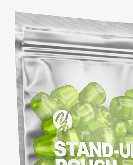Clear Plastic Stand up Pouch w  Gummies Mockup PSD #6