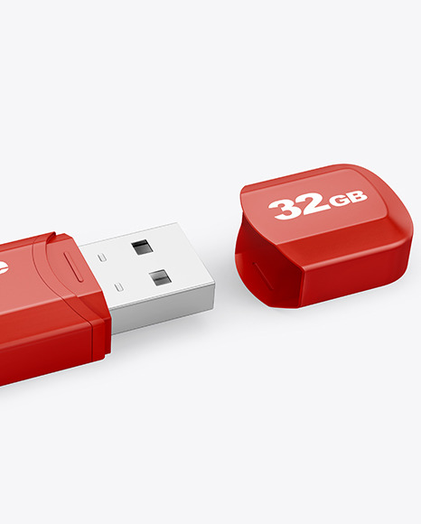 Plastic USB Flash Drive Mockup PSD #2