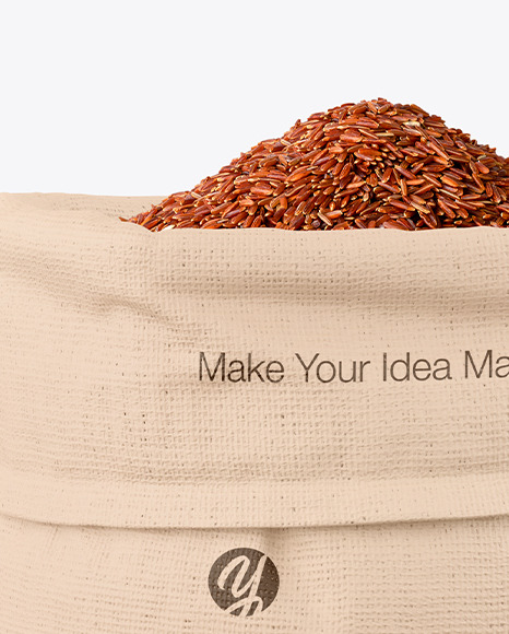 Canvas Sack with Red Rice Mockup PSD #1