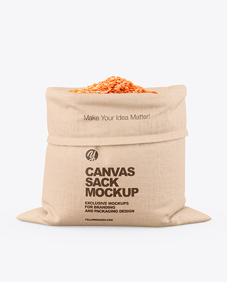 Canvas Sack with Red Lentil Mockup