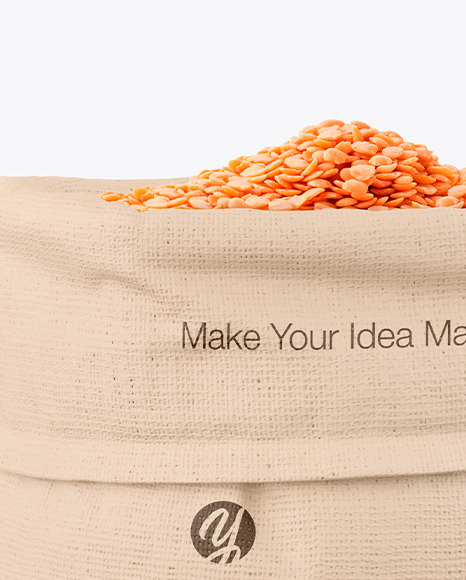 Canvas Sack with Red Lentil Mockup PSD #1