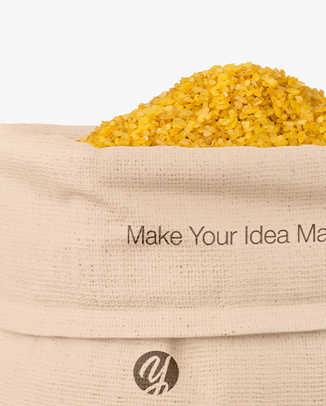 Canvas Sack with Bulgur Mockup PSD #1