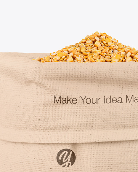 Canvas Sack with Dried Yellow Peas Mockup PSD #1