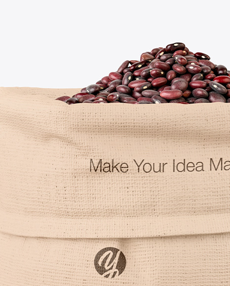 Canvas Sack with Red Beans Mockup PSD #1