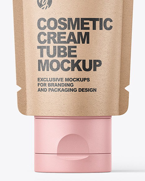 Kraft Paper Cosmetic Cream Tube Mockup PSD #6