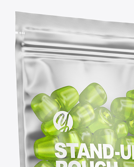 Frosted Plastic Stand up Pouch w  Gummies Mockup PSD #6