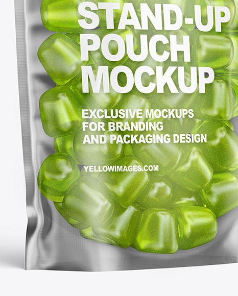 Frosted Plastic Stand up Pouch w  Gummies Mockup PSD #5