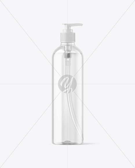 Free Clear Cosmetic Bottle with Pump Mockup PSD Mockups