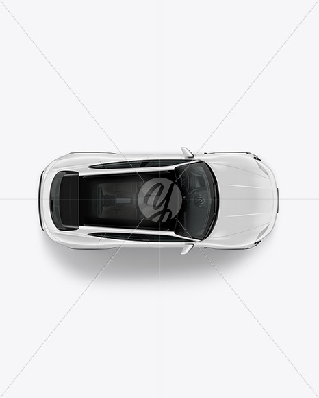 Free Electric Sport Car Mockup - Top View PSD Mockups