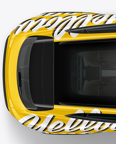 Electric Sport Car Mockup   Top View PSD #1