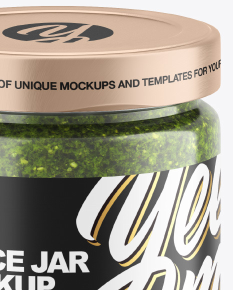 Clear Glass Jar w  Pesto Mockup PSD #2