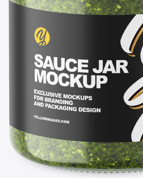 Clear Glass Jar w  Pesto Mockup PSD #1