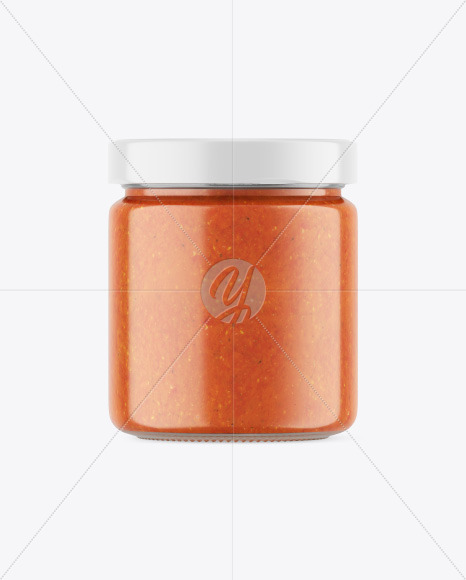 Clear Glass Jar w/ Sauce Mockup