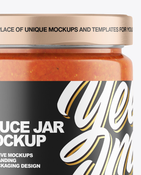 Clear Glass Jar w  Sauce Mockup PSD #2