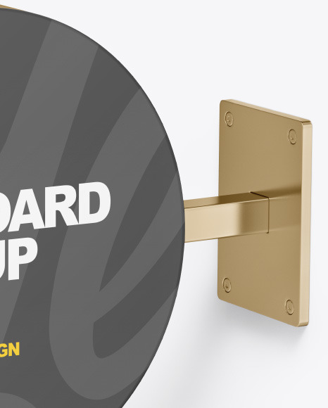 Metallic Round Signboard Mockup PSD #2