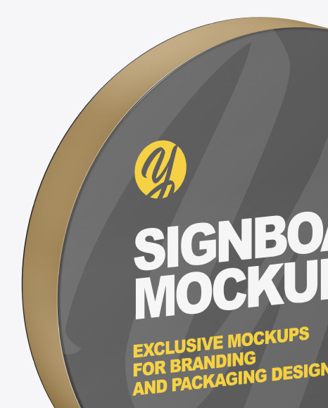 Metallic Round Signboard Mockup PSD #1