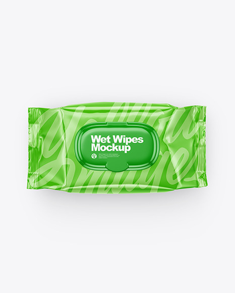 Glossy Wet Wipes Pack Mockup