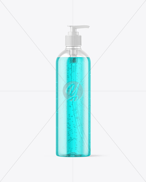 Color Liquid Cosmetic Bottle with Pump Mockup PSD #1