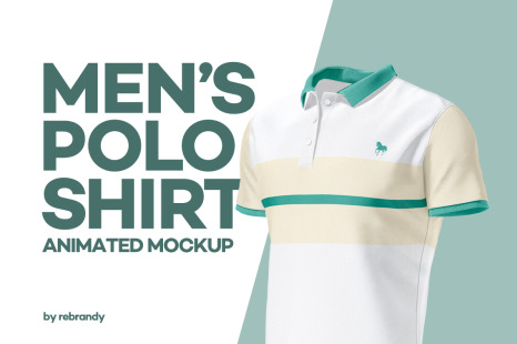 Men's Polo Shirt Animated Mockup on Yellow Images Creative Store