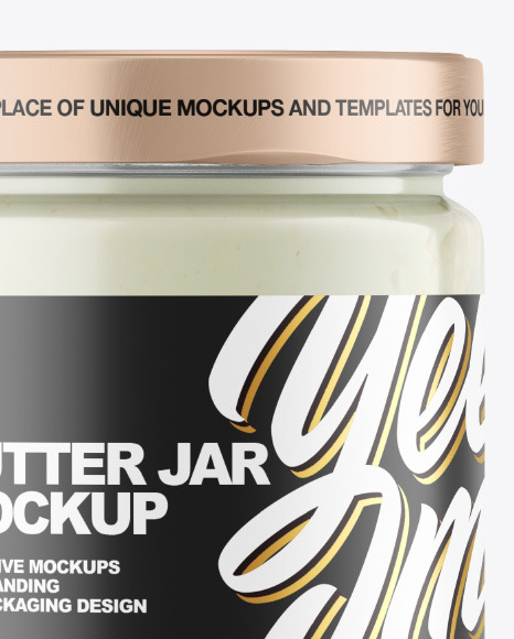 Clear Glass Jar w  Coconut Butter Mockup PSD #2