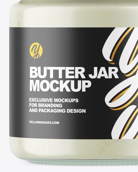 Clear Glass Jar w  Coconut Butter Mockup PSD #1