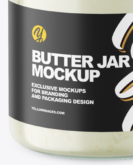 Clear Glass Jar w  Coconut Butter Mockup PSD #1