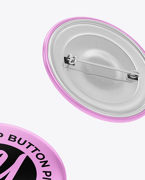 Metallic Button Pins Mockup PSD #1