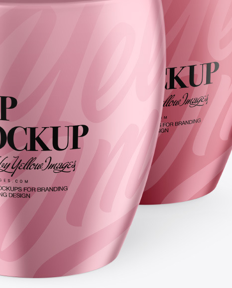 Two Metallic Cups Mockup PSD #6